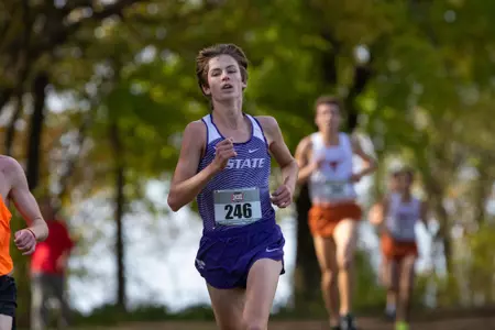 Cooper Schroeder of Kansas State competes in the 2018 Big 12 Cross Country Championships in Ames, Iowa on October 26, 2018.