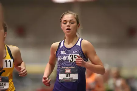 Erin Lee of Kansas State competes in the womens 3000 meter run at the 2018 Big 12 Indoor Track and Field Championships in Ames, Iowa.