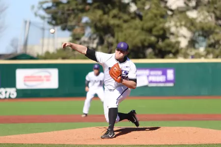 Kasey Ford throws a pitch vs. La Salle