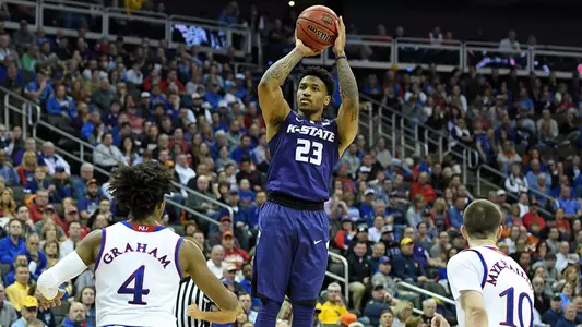 K-State's Amaad Wainright competes during the Phillips 66 Big 12 Men's Basketball Championship at Sprint Center in Kansas City, Missouri on March 9, 2018 (Scott D. Weaver/Big 12 Conference)
