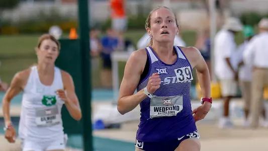 K-State SR Morgan Wedekind competing in the Womens 5000m at the 2018 Big 12 Track and Field Championship at Clyde Hart Stadium in Waco, TX  on Sunday, May 13, 2018