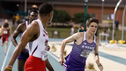 K-State JR Kurt Loevenstein competing in the Mens 4 x 400m Relay at the 2018 Big 12 Track and Field Championship at Clyde Hart Stadium in Waco, TX on Sunday, May 13, 2018