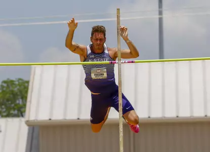 K-State JR Simone Fassina competing in a Multi Events Pole Vault at the 2018 Big 12 Track and Field Championship at Clyde Hart Stadium in Waco, TX on Saturday, May 12, 2018
