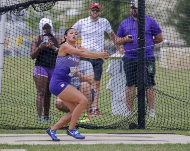 Kansas State Janee' Kassanavoid competing in the Womens Hammer of the 2018 Big 12 Track and Field Championship at Clyde Hart Stadium in Waco, TX  on Friday, May 11, 2018
