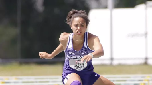K-State SO Ariel Okorie competing in a Multi Events Hurdles at the 2018 Big 12 Track and Field Championship at Clyde Hart Stadium in Waco, TX on Friday, May 11, 2018