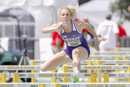 K-State SO Lauren Taubert competing in a Multi Events Hurdles at the 2018 Big 12 Track and Field Championship at Clyde Hart Stadium in Waco, TX on Friday, May 11, 2018