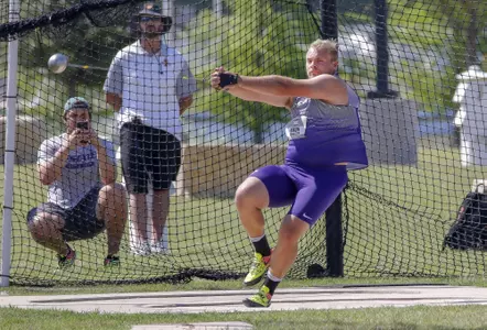 K-State SR Mitch Dixon competing in the M Hammer at the 2018 Big 12 Track and Field Championship at Clyde Hart Stadium in Waco, TX on Friday, May 11, 2018