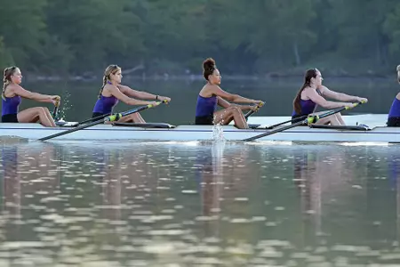 K-State's rowing team practices on Tuttle Creek Lake in Manhattan, Kansas on September 15, 2018. (Photo by Scott D. Weaver/K-State Athletics)