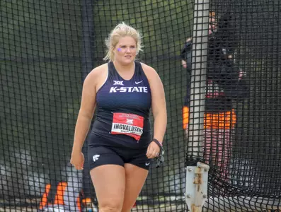 K-State JR Helene Ingvaldsen competing in the Womens Hammer Throw at the 2019 Big 12 Track and Field Championship at the John Jacobs Track and Field Complex in Norman, Oklahoma on Friday, May 10, 2019