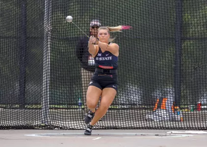 K-State SO Shaelyn Ward competing in the Womens Hammer Throw at the 2019 Big 12 Track and Field Championship at the John Jacobs Track and Field Complex in Norman, Oklahoma on Friday, May 10, 2019