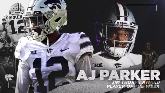 Graphic announcing AJ Parker at Thorpe Award Player of the Week after TCU
