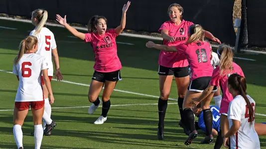 Shae Turner celebrates her opening goal against Oklahoma