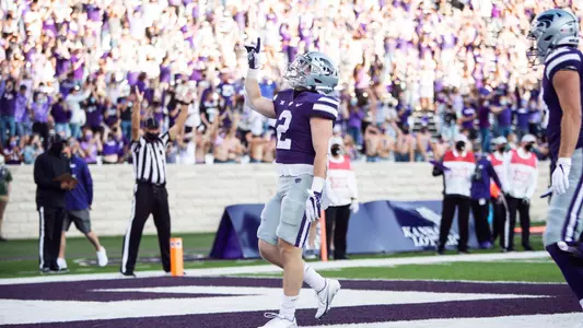 Harry Trotter celebrates after scoring a touchdown against Texas Tech
