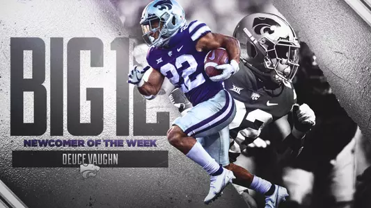 Graphic announcing Vaughn as Big 12 Newcomer of the Week after TTU