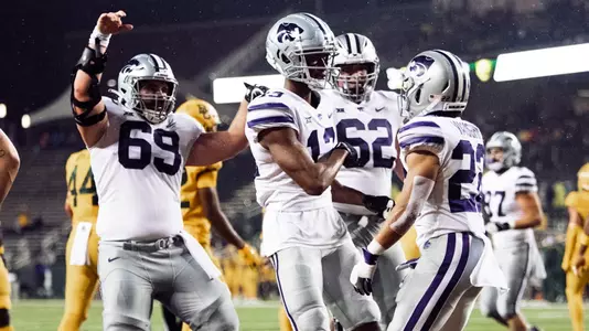 K-State celebrates a touchdown against Baylor