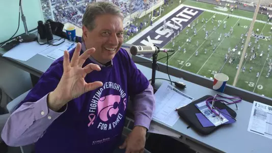 Dave Lewis in the booth at Bill Snyder Family Stadium