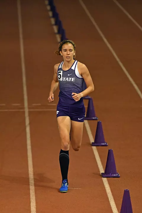 K-State's Kassidy Johnson competes during the Wildcat Invitational at Ahearn Field House in Manhattan, Kansas on January 12, 2019. 2019 Wildcat Invitational Indoor T/F