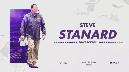 Steve Stanard Graphic announcing his hiring as K-State Football's Linebacker Coach