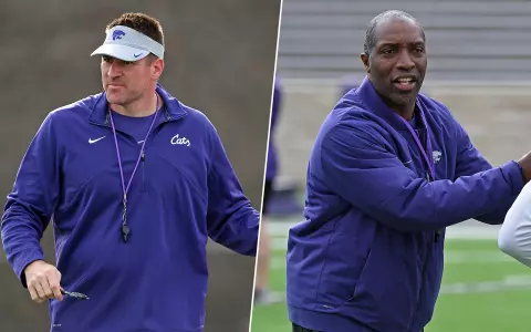 Split photo of defensive coordinator Joe Klanderman and assistant head coach Van Malone