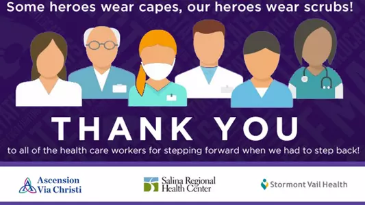 A graphic sponsored by Learfield celebrating health-care workers