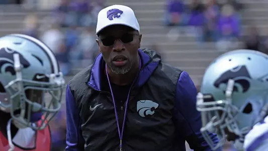 Van Malone runs drills during K-State football's Spring Showcase