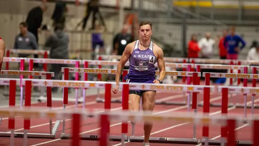 Edgaras Benkunskas competes in an indoor track meet at Iowa State