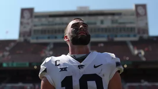 Skylar Thompson takes in Gaylord Family-Oklahoma Memorial Stadium after K-State's win on Saturday.