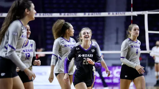Mackenzie Morris reacts as Kansas takes on Iowa State at Bramlage Coliseum