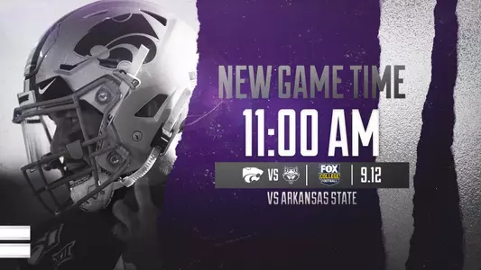 Graphic announcing new game time for the football game against Arkansas State