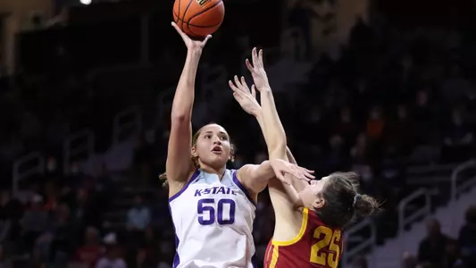 Ayoka Lee competes against Iowa State.