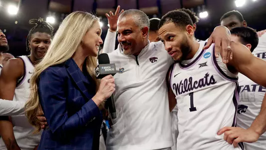 Jerome Tang and Markquis Nowell with Allie LaForce from Turner