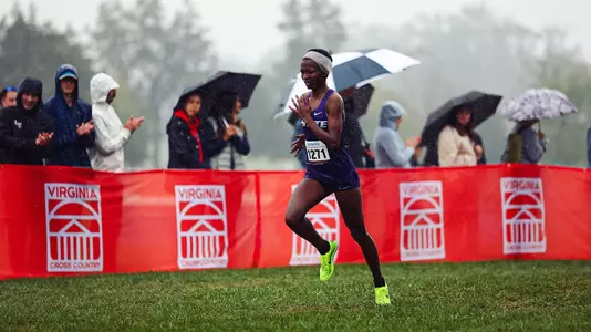 Freshman Josephine Wanjiku nearing the finish line.