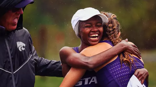 Wanjiku and Baker embracing after the victory.
