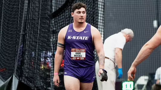 February 10, 2023, FAYETTEVILLE, ARKANSAS:
K-State Track and Field competes in day 1 of the Tyson Invitational at Randall Tyson Track Center in FAYETTEVILLE, ARKANSAS Friday, February 10, 2023.
(Photo by Joshua Strong/Kansas State University Athletics) *** Local Caption ***