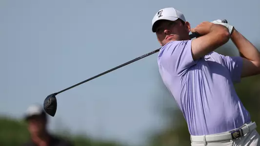 Cooper Schultz during the first round of the 2023 NCAA Bath Regional at Eagle Eye Golf Club in Bath, Michigan. (Rey Del Rio)