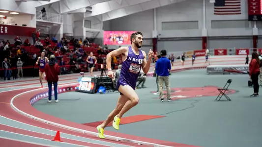 February 10, 2023, FAYETTEVILLE, ARKANSAS:
K-State Track and Field competes in day 1 of the Tyson Invitational at Randall Tyson Track Center in FAYETTEVILLE, ARKANSAS Friday, February 10, 2023.  
(Photo by Joshua Strong/Kansas State University Athletics) *** Local Caption ***