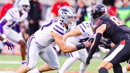 Kansas State Football vs. Texas Tech University, October 14, 2023. Final: KSU 38, TTU 21.
Avery Johnson five touchdowns.
(Photo: Chandler Mixon/K-State Sports)