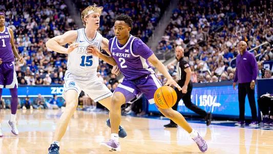 K-State Men's Basketball vs. BYU, February 10, 2024. Final: KSU 66, BYU 72.
First Big 12 matchup between K-State and BYU.
(Photo: Lathe Cobb/K-State Sports)