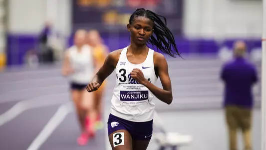 Josphine Wanjiku in the 3000 meters during the DeLoss Dodds Invite at the K-State Indoor Track & Field Complex