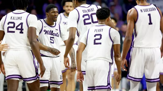 K-State Men's Basketball vs. Kansas, February 5, 2024. Final: K-State Men's Basketball 75, Kansas 70.
(Photo: Sophie Osborn/K-State Sports)