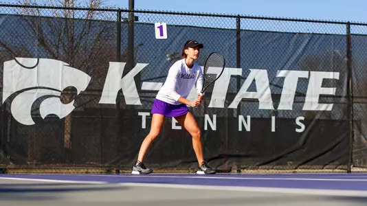 Tereza Polakova versus Iowa State on March 1 at Mike Goss Tennis Stadium