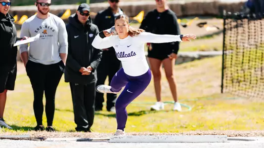 Jaycee Schroeder wins the women's shot put at the Shocker Spring Invitational at Cessna Stadium on March 30