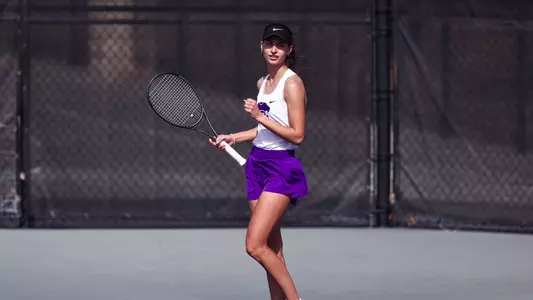 Tereza Polakova versus KU on March 3 at Mike Goss Tennis Stadium