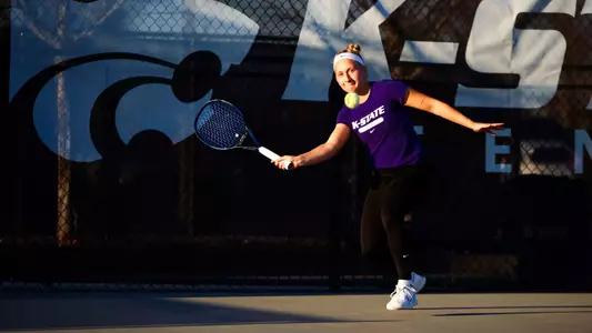 Veronika Kulhava versus Iowa State on March 1 at Mike Goss Tennis Stadium