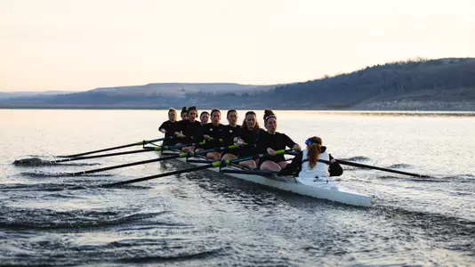 Rowing practice at Tuttle Creek Lake on April 10, 2024