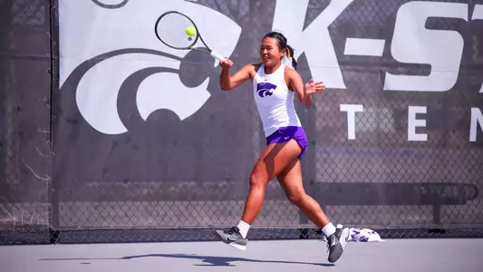 Maralgoo Chogsomjav versus West Virginia on March 30 at Mike Goss Tennis Stadium