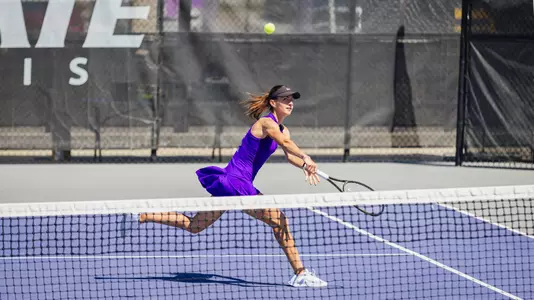 Tereza Polakova versus Louisiana Tech on April 12 at Mike Goss Tennis Stadium