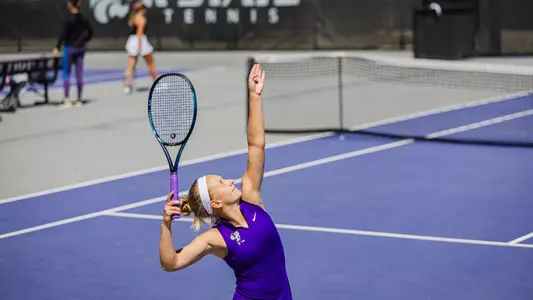 Veronika Kulhava versus Louisiana Tech on April 12 at Mike Goss Tennis Stadium