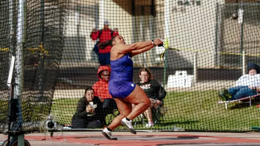 Monique Hardy during the women's hammer throw in the Shocker Spring Invitational at Cessna Stadium in Wichita, Kan. on March 29-30