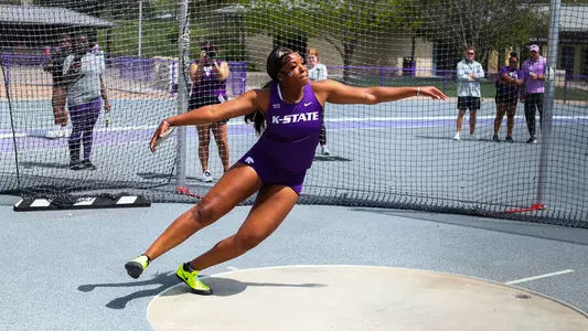 Tamaiah Koonce winning the women's discus throw during the Ward Haylett Invitational at R.V. Christian Track on April 26